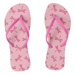 Japanese Dragonfly Pattern, Light Coral Pink Flip Flops