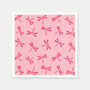 Japanese Dragonfly Pattern, Light Coral Pink Napkins
