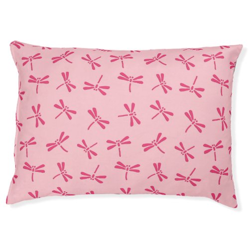 Japanese Dragonfly Pattern Light Coral Pink  Pet Bed