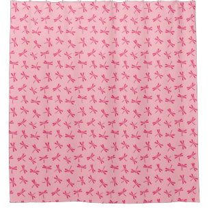 Japanese Dragonfly Pattern, Light Coral Pink Shower Curtain