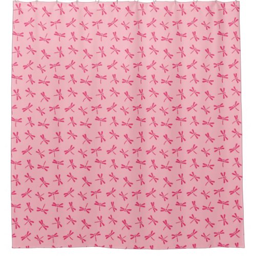 Japanese Dragonfly Pattern Light Coral Pink Shower Curtain