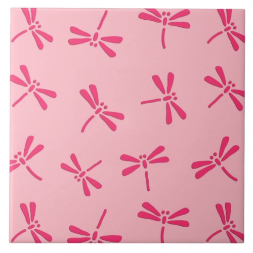 Japanese Dragonfly Pattern Light Coral Pink Tile