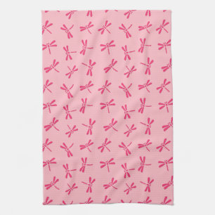 Japanese Dragonfly Pattern, Light Coral Pink Towel