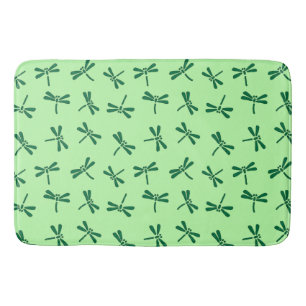 Japanese Dragonfly Pattern, Light Jade Green Bath Mat
