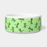 Japanese Dragonfly Pattern, Light Jade Green Bowl<br><div class="desc">Pet bowl in a traditional Japanese dragonfly,  or tombo pattern,  also called katsumushi (“winning bugs”) by samurai warriors,  who used dragonfly motifs to invoke victory - deep emerald green dragonflies on a light jade green background</div>