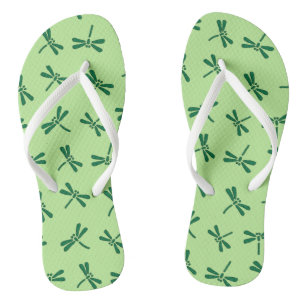 Japanese Dragonfly Pattern, Light Jade Green Flip Flops