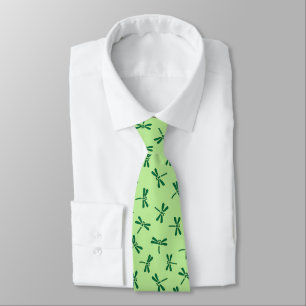 Japanese Dragonfly Pattern, Light Jade Green Neck Tie