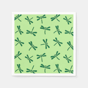 Japanese Dragonfly Pattern, Light Jade Green Paper Napkins