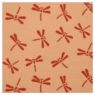 Japanese Dragonfly Pattern, Mandarin Orange Fabric