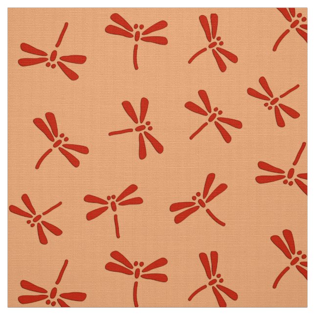Japanese Dragonfly Pattern, Mandarin Orange Fabric (Swatch)