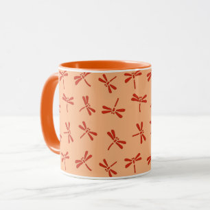 Japanese Dragonfly Pattern, Mandarin Orange Mug