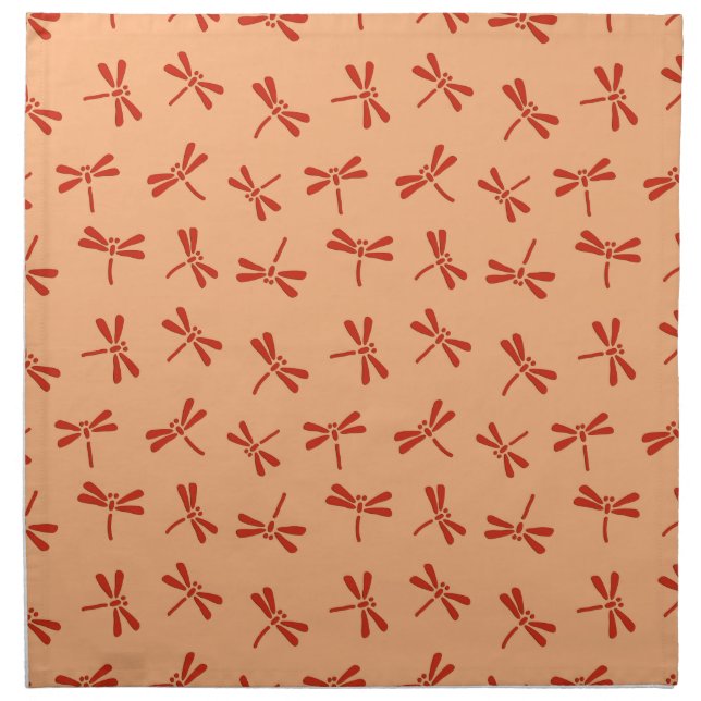 Japanese Dragonfly Pattern, Mandarin Orange Napkin (Front)