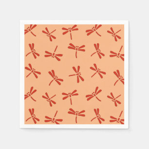 Japanese Dragonfly Pattern, Mandarin Orange Napkins