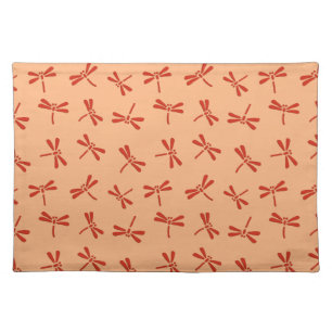 Japanese Dragonfly Pattern, Mandarin Orange Placemat