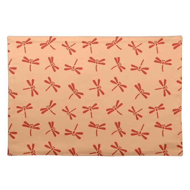 Japanese Dragonfly Pattern, Mandarin Orange Placemat (Front)