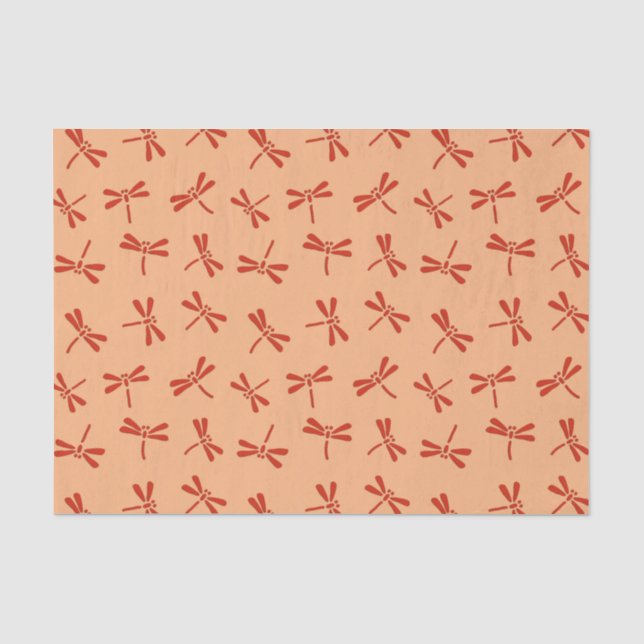 Japanese Dragonfly Pattern, Mandarin Orange Tissue Paper (Front)