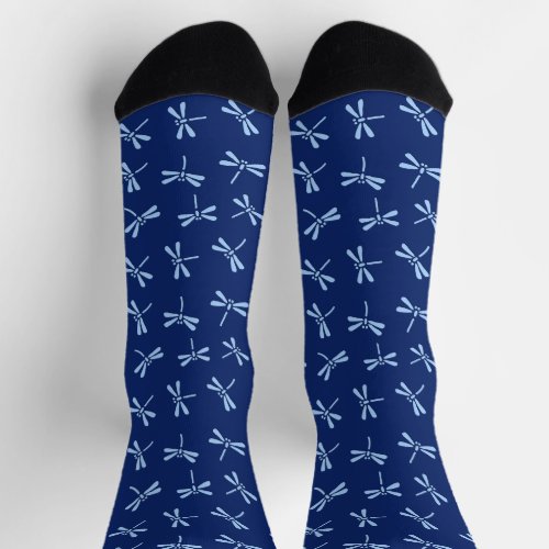 Japanese Dragonfly Pattern Navy and Light Blue  Socks