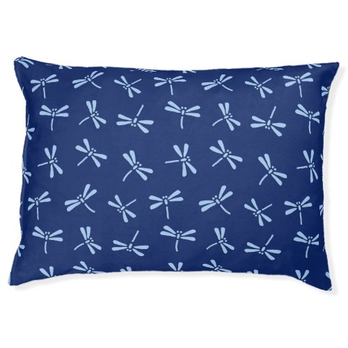 Japanese Dragonfly Pattern Navy and Sky Blue  Pet Bed