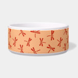 Japanese Dragonfly Pattern, Pastel Orange Bowl<br><div class="desc">Pet bowl in a traditional Japanese dragonfly,  or tombo pattern,  also called katsumushi (“winning bugs”) by samurai warriors,  who used dragonfly motifs to invoke victory - Deep Mandarin orange dragonflies on a pastel orange background</div>