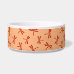 Japanese Dragonfly Pattern, Pastel Orange Bowl<br><div class="desc">Pet bowl in a traditional Japanese dragonfly,  or tombo pattern,  also called katsumushi (“winning bugs”) by samurai warriors,  who used dragonfly motifs to invoke victory - Deep Mandarin orange dragonflies on a pastel orange background</div>