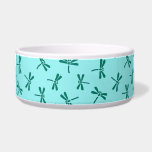Japanese Dragonfly Pattern, Turquoise and Aqua Bowl<br><div class="desc">Pet bowl in a traditional Japanese dragonfly,  or tombo pattern,  also called katsumushi (“winning bugs”) by samurai warriors,  who used dragonfly motifs to invoke victory - turquoise / peacock dragonflies on a light aqua background</div>