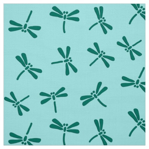 Japanese Dragonfly Pattern, Turquoise and Aqua Fabric
