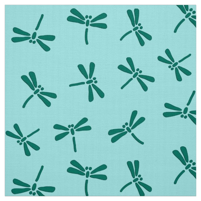 Japanese Dragonfly Pattern, Turquoise and Aqua Fabric (Swatch)