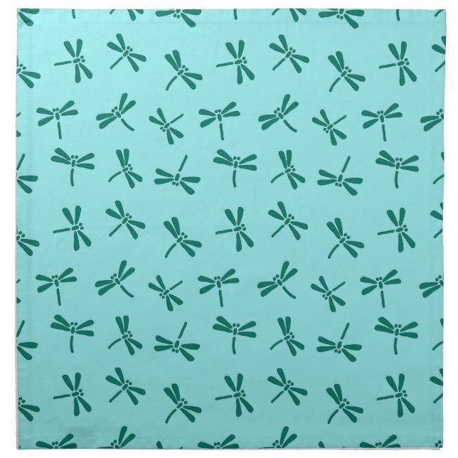 Japanese Dragonfly Pattern, Turquoise and Aqua Napkin (Front)