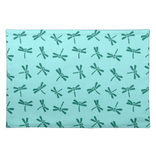 Japanese Dragonfly Pattern, Turquoise and Aqua Placemat