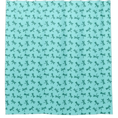 Japanese Dragonfly Pattern Turquoise and AquaPH i Shower Curtain