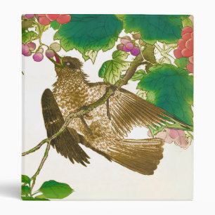 Japanese Drawing of Jay on a Grape Vine Binder