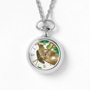 Japanese Drawing of Jay on a Grape Vine Watch