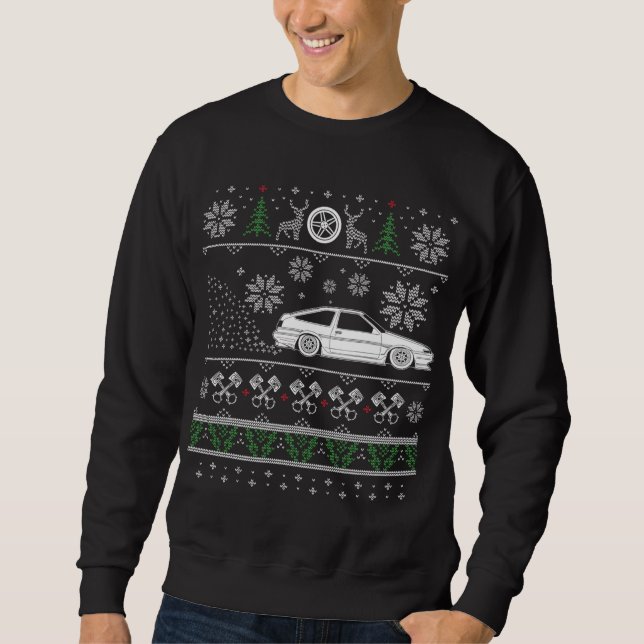 Japanese Drifting Initial Drift Car Love Ugly Chri Sweatshirt (Front)