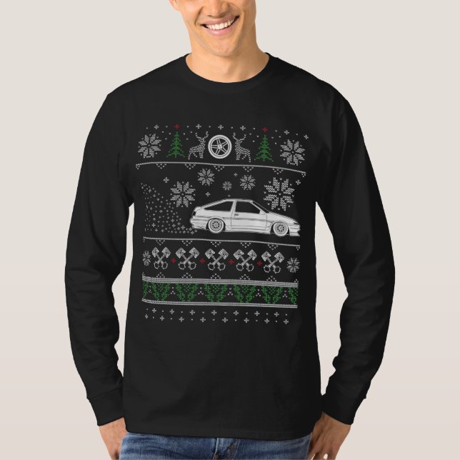 Japanese Drifting Initial Drift Car Love Ugly Chri T-Shirt (Front)
