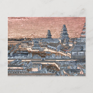 Japanese Edo Tokyo Castle Palace Complex Engraving Postcard