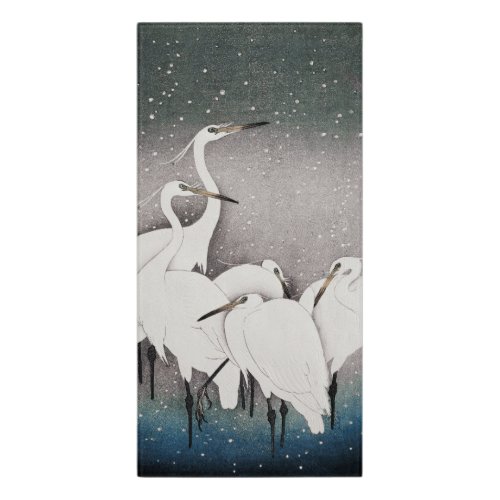 Japanese Egrets Cranes Bird Winter Snow Art Door Sign