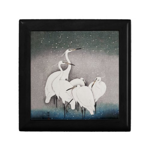 Japanese Egrets Cranes Bird Winter Snow Art Gift Box