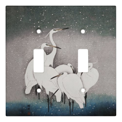 Japanese Egrets Cranes Bird Winter Snow Art Light Switch Cover