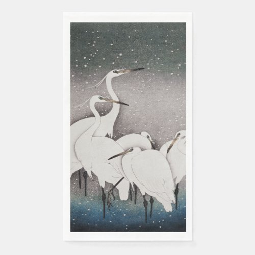 Japanese Egrets Cranes Bird Winter Snow Art Paper Guest Towels