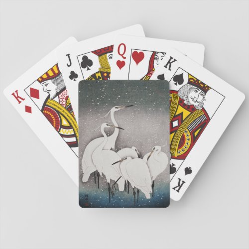 Japanese Egrets Cranes Bird Winter Snow Art Poker Cards