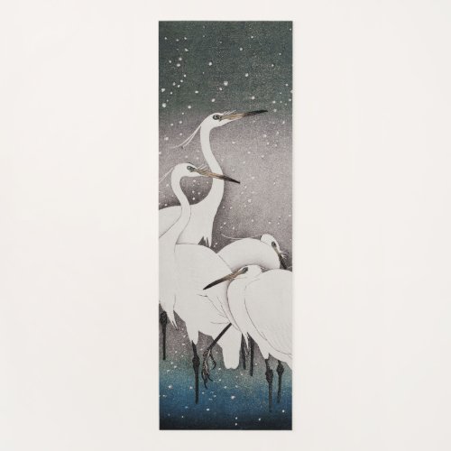 Japanese Egrets Cranes Bird Winter Snow Art Yoga Mat