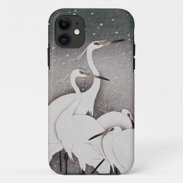 Japanese Egrets Koson Cranes Winter Snow Case-Mate iPhone Case (Back)