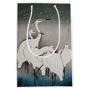 Japanese Egrets Koson Cranes Winter Snow Medium Gift Bag