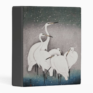 Japanese Egrets Koson Cranes Winter Snow Mini Binder