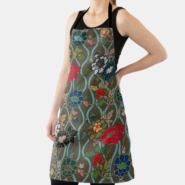 Japanese Elegance: Vintage Floral  Apron (Insitu)
