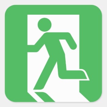 Japanese Emergency Exit Sign Square Sticker by staticnoise at Zazzle