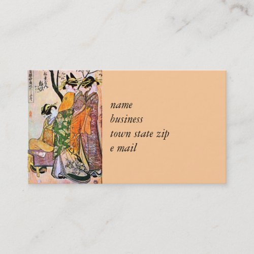 Japanese Engraving Three Geisha 1911 Business Card