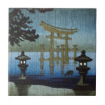 Japanese Evening Rain Woodblock Art Ukiyo-e Tile at Zazzle