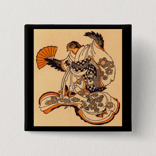 Japanese fairytale The Tongue Cut Sparrow Button (Front)