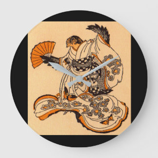 Japanese fairytale The Tongue Cut Sparrow Large Clock